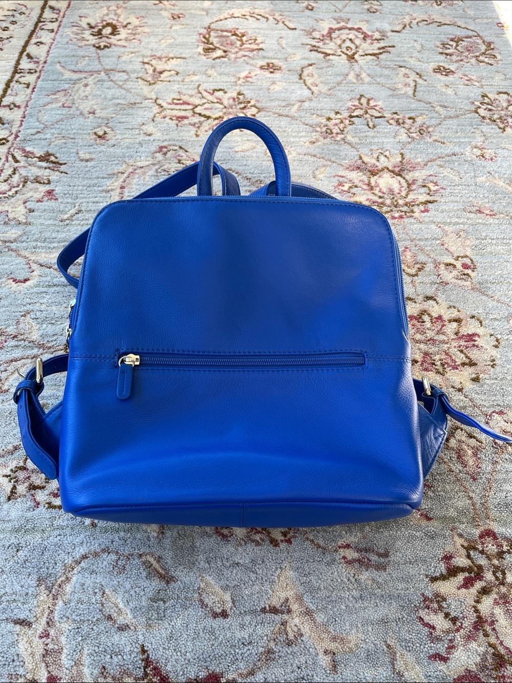 Blue Leather Women's Backpack Shoulder Bag